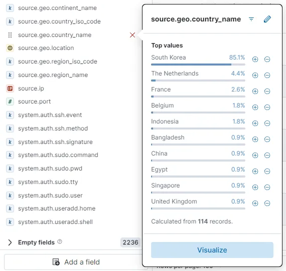 Filter source.geo.country_name