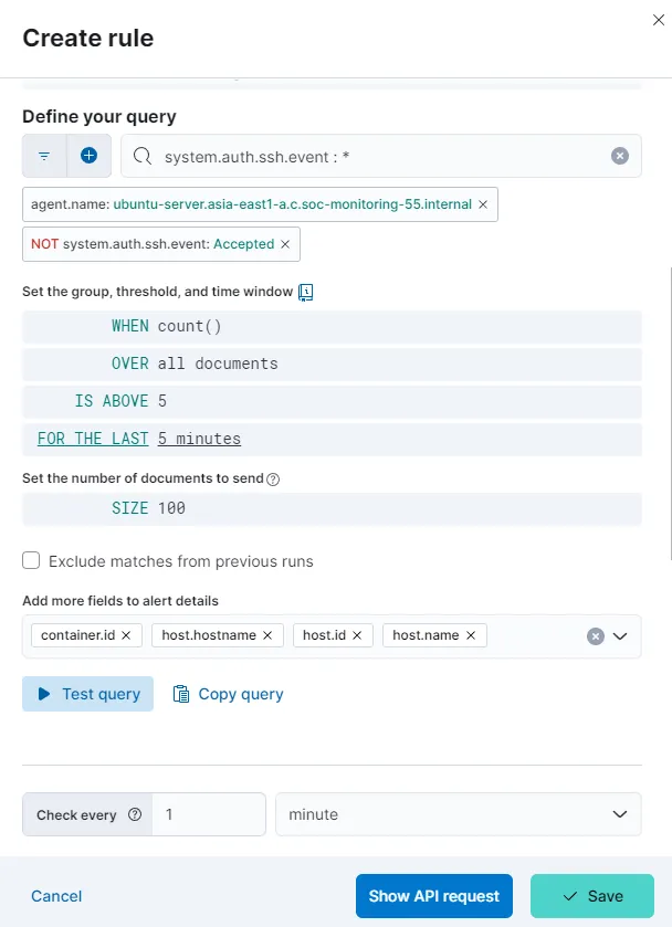 Create rule for alert