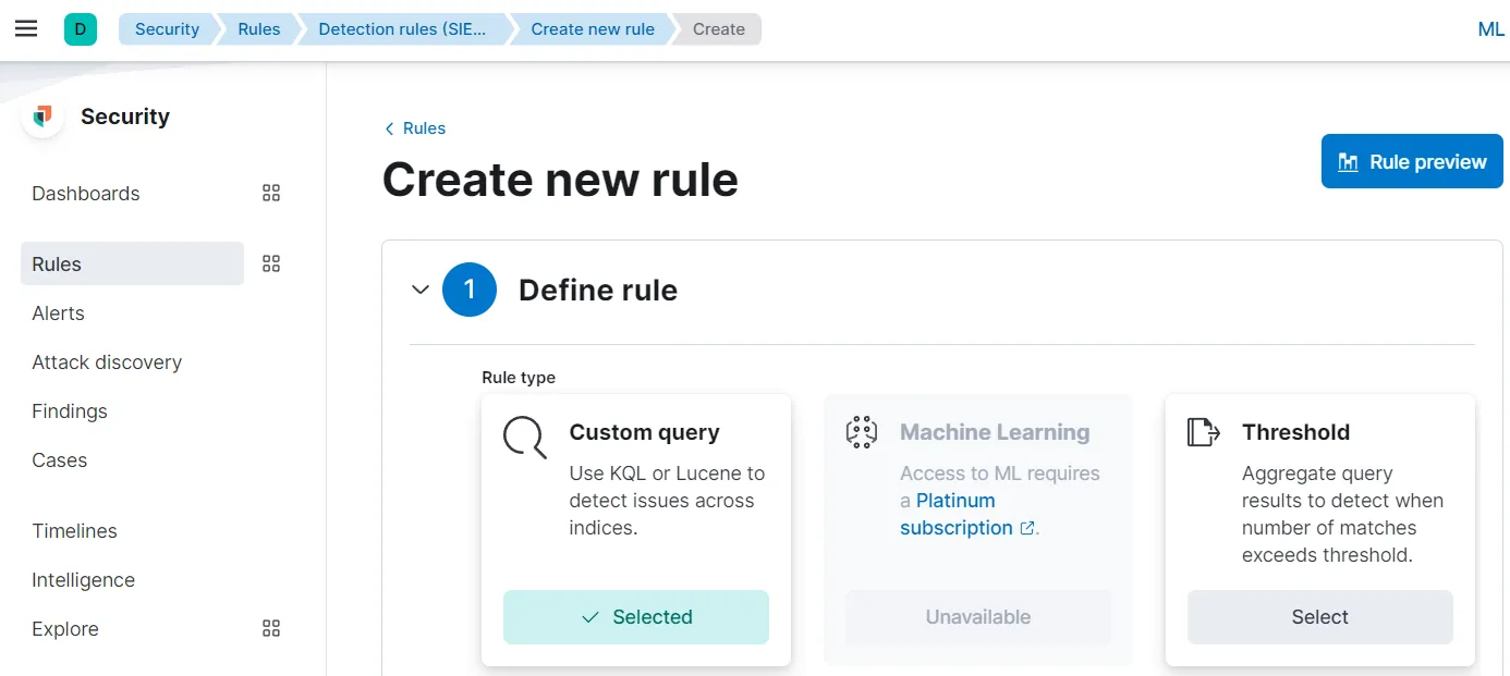 Create Detection rule