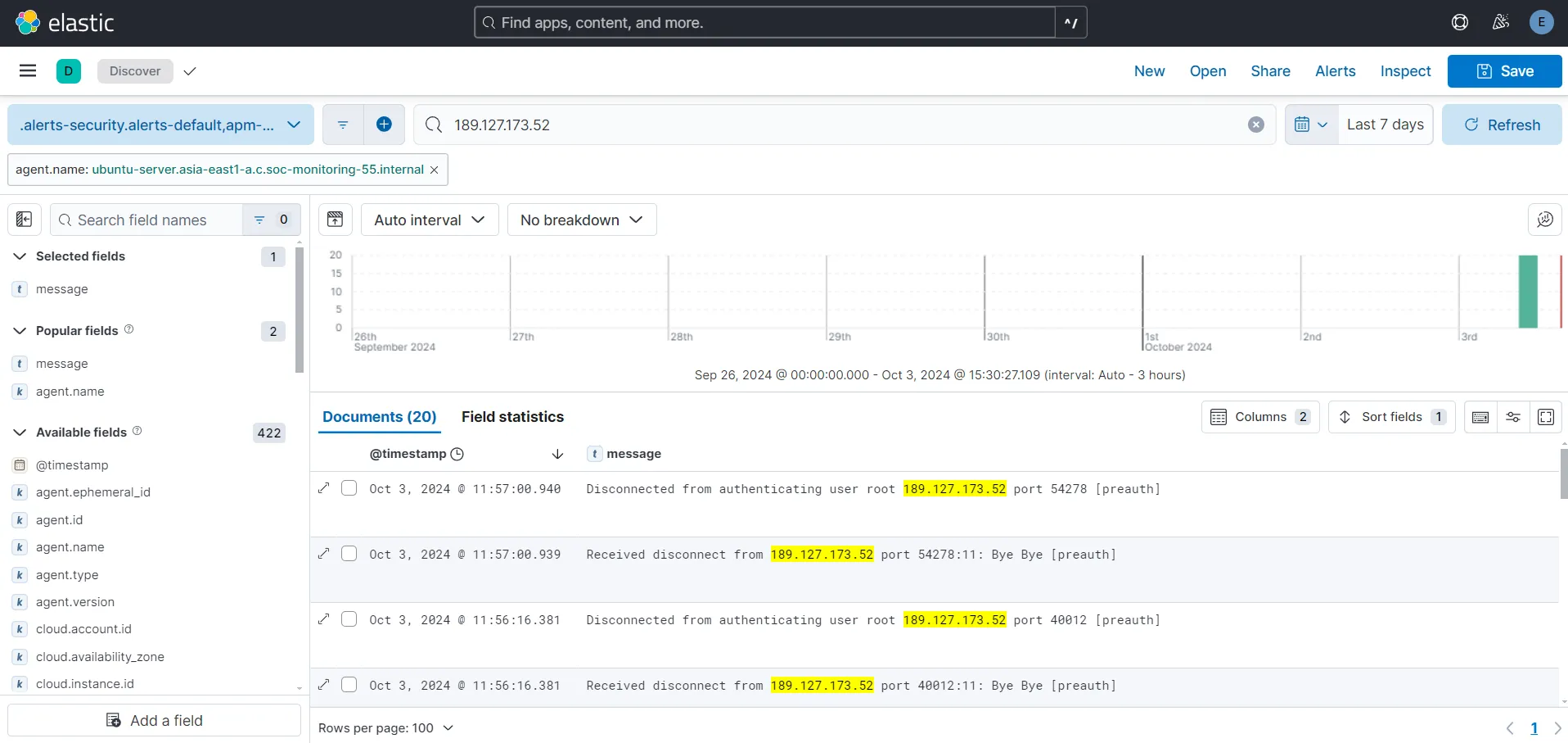 Verifying logs from agent