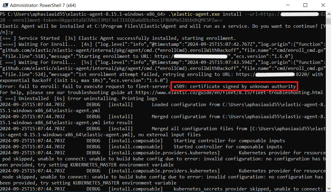 Error x509: certificate error