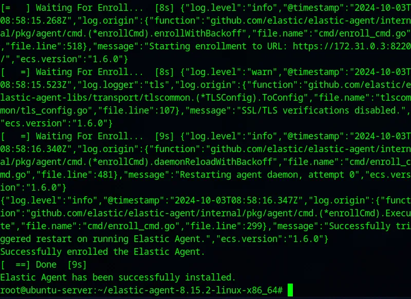 Elastic Agent installed on ubuntu server