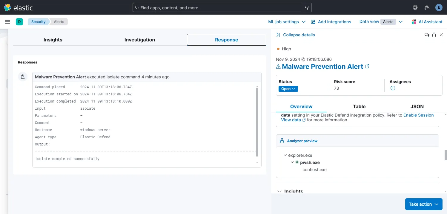 Host isolated of malware detection