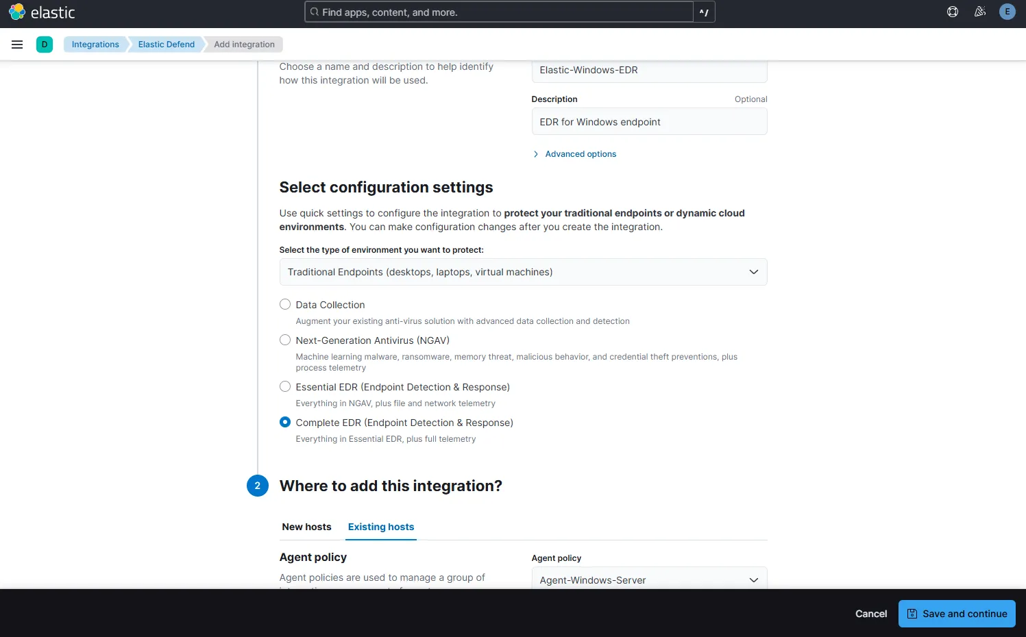 Configure Elastic EDR on Windows