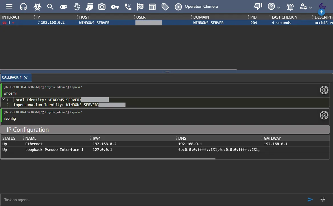 Interact with target machine