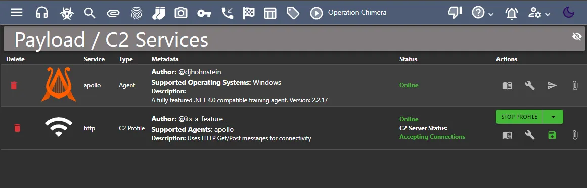 Mythic running services