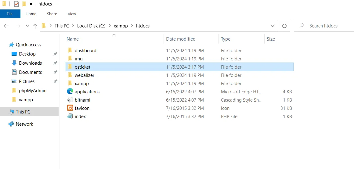 Create osticket directory