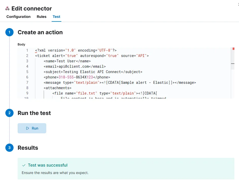 Test the API connector