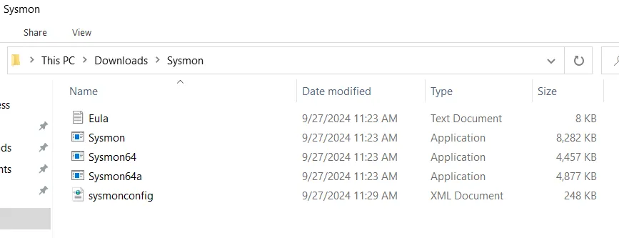 Sysmon folder in Downlaods