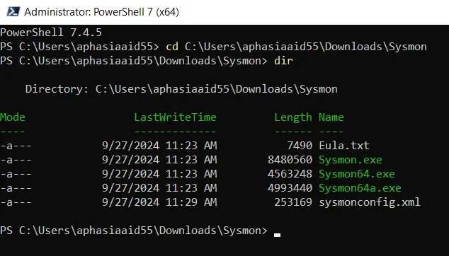 powershell cd to sysmon folder